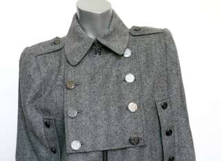   COUTURE Grey Herringbone*ARGENT CAPE*Military Poncho Jacket NEW  