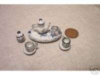 Miniature Doll House China Tea set Teapot teacups tray  