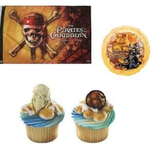  Disney Pirates of the Caribbean Cupcake Rings with Display Flag 