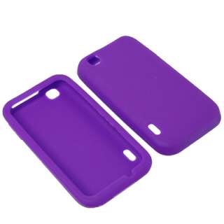   Soft Purple Gel Skin Cover Case For LG T Mobile myTouch + Car Charger