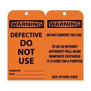 RPT130  Tags, Defective Do Not Use, 6 x 3, .015 Mil Unrippable Vinyl 