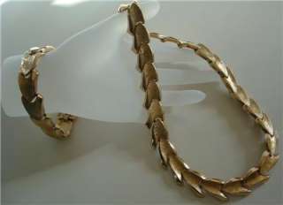 VTG MONET Necklace Bracelet Demi Parure Set Goldtone Tulip Flower 