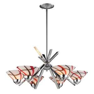 LIGHT CHANDELIER IN POLISHED CHROME AND CREME WHITE GLASS W26 H13 