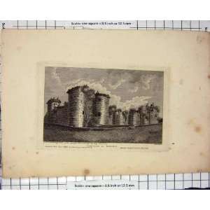  1790 Engraving View Castle Rouen France Harding