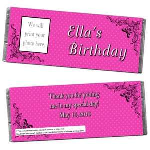 Pretty With Polka Dots Personalized Photo Candy Bar Wrappers   Qty 12