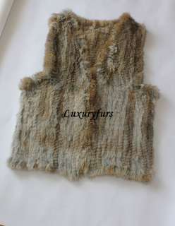 On sale hand knitting rabbit fur vests natural colour  