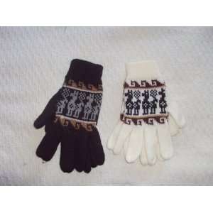 PAIRS GLOVES ALPACA WITH BLEND BLACK AND WHITE made in PERU mod 401 