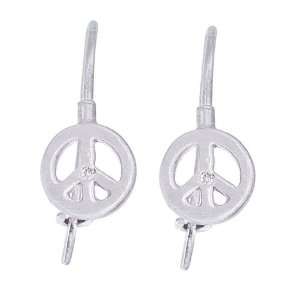   14k White gold PEACE SIGN drop earrings with White diamonds Jewelry