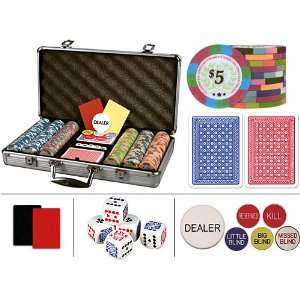   Quality Poker Chip Set w/ 300 Chips, 6 Dealer Buttons, 2 Cut Cards