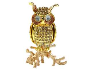 Gold Owl Crystals Jewel Jewellery Jewelry Trinket Box  