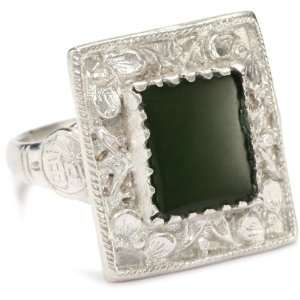   Juan Ancient China Sterling Square Jade Ring, Size 6 Jewelry