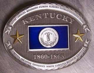 Confederate States Belt Buckle Kentucky Flag NEW  