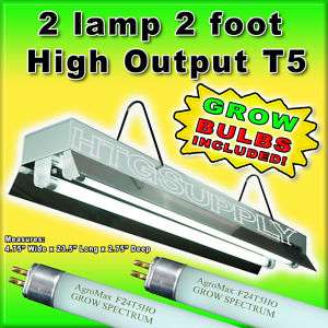 T5 FLORO 2 ft two lamp GROW LIGHT w BULBS fluorescent  