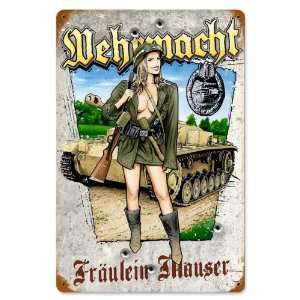  German Military Wehrmacht Pinup Girlvintage Meatl Sign 