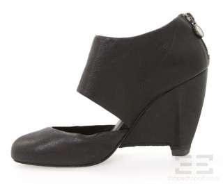 Leifsdottir Black Leather Cut Out Back Zip Wedge Heels, Size 37  