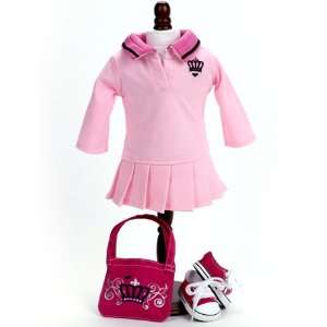  Pink Polo Dress, Crown Logo School Bag & Shoes Toys 