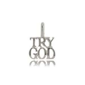    Christian TRY GOD Pendant in Solid Sterling Silver 