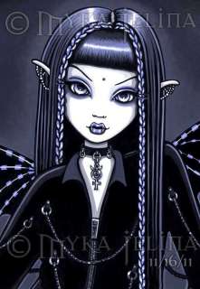 Gothic Magic Blue Alchemical Vampire Fae 13x19 PRINT Mina  