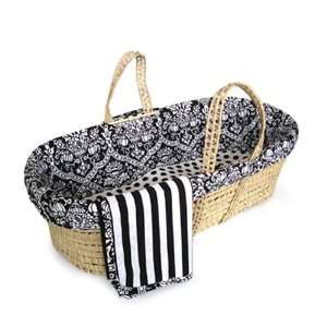  Damask Moses Basket in Black and White Baby