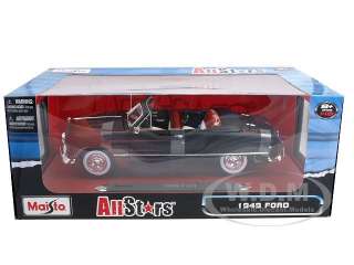Brand new 118 scale diecast model of 1949 Ford Convertible Black/Red 