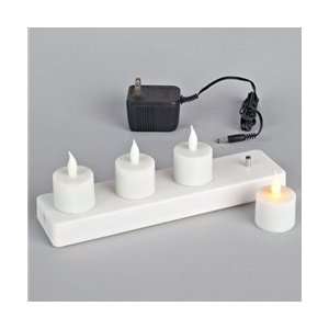  4 LED Tea Light Candles with Recharging Station