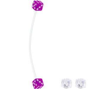  Clear and Purple Dice Pregnant Belly Button Ring Jewelry