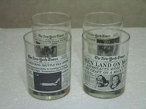 WENDYS LIMITED EDITION SET OF 4 NEW YORK TIMES BEVERAGE GLASSES 