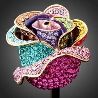 Stunning Rose Swarovski Crystal ARINNA Gold GP Ring  