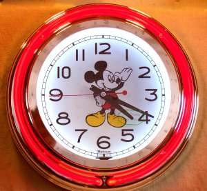 mickey mouse neon wall clock brand new double neon sweep smooth motion 