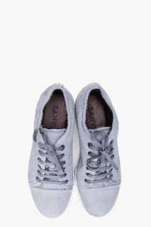 Lanvin Grey Scaled Leather Tennis Sneakers for men  