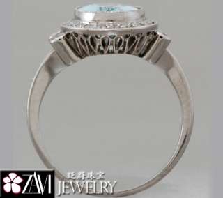 Gemstone Blue Topaz Diamond Ring Band 18K Vintage  