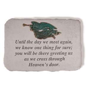   Cast Stone Garden Accent Marker Until the day with metal angel insert