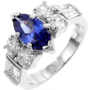    Gemstone CZ Rings   Sapphire Blue Marquise Cut CZ Ring Jewelry
