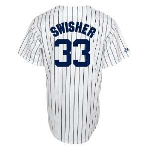 Nick Swisher New York Yankees Replica Home Jersey,White/Navy Pinstripe 