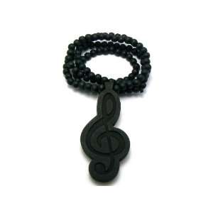  Good Wood HIGH CLEF Music Note Wood Pendant w/Wooden Ball 