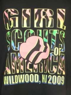 Womens Tee Shirt Multi Neon Zebra Girl Scouts NJ L  