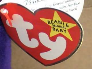 Rare Ty Princess Diana Beanie Baby Purple Bear 1st Edition 100% Mint 