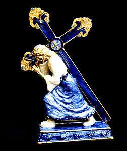   Jeweled Jesus Christ Carrying Cross Calvary Religious Statue/Figurine