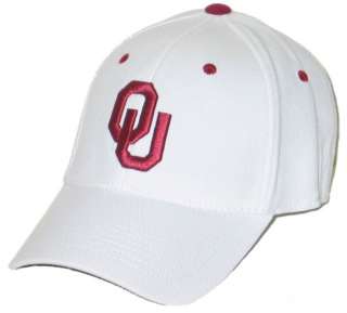 OKLAHOMA SOONERS OU WHITE FLEX FIT FITTED HAT/CAP M/L NEW  