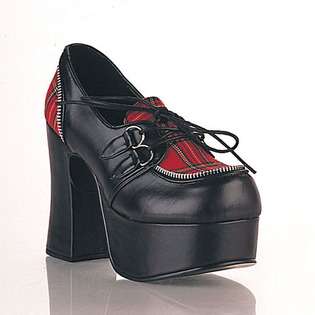   12 4.5 Inch Black Red Plaidedd Ring Laceup Mary Jane Shoe 