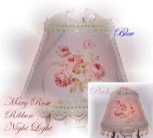 Pink or Blue Victorian ROSE Cottage CHIC Style NIGHT LIGHT Great GIFT 