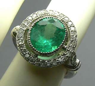    Antique Inspired Colombian Emerald & Diamond Cocktail Ring  