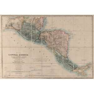  1810s Map Central America Guatemala, Nicaragua & Costa 