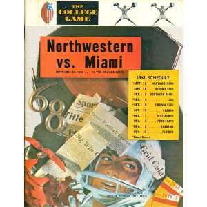  Northwestern vs Miami September 20, 1968 Official Program 