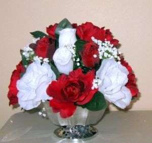 Centerpiece of Roses in your colours in a silver vase  
