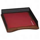    stacking letter size desk tray, rich cherry wood color/black metal
