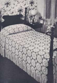 Vintage Crochet PATTERN Motif Bedspread Popcorn Round  