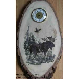   Moose Decorative Wood Wall Hanging w/ Clock 