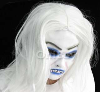 Scary Demon Devil Latex Mask w/ Hair Halloween Prop New  