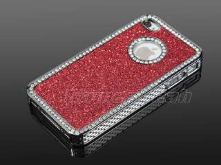 Red Luxury Bling Glitter Diamond Chrome rhinestone Hard Case For 